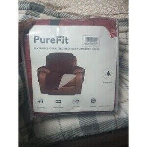 PureFit Reversible Quilted Recliner Cover Water Resistant Light Red/Ivory